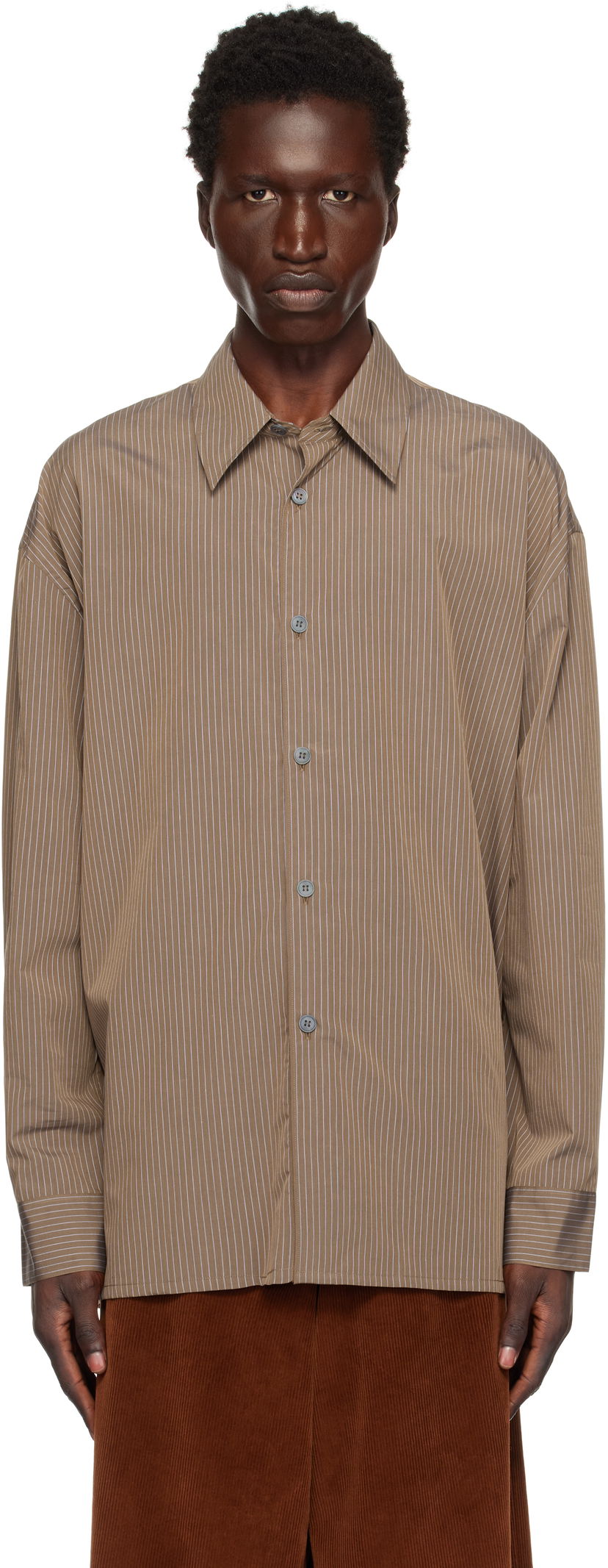 Skjorte Studio Nicholson Studio Nicholson Pinstripe Shirt Brun | STRIKE SNM - 1164