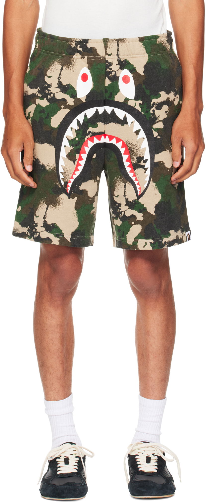 Shorts BAPE Map Camo Regular Fit Shark Sweat Shorts Grøn | 001SPL301001M