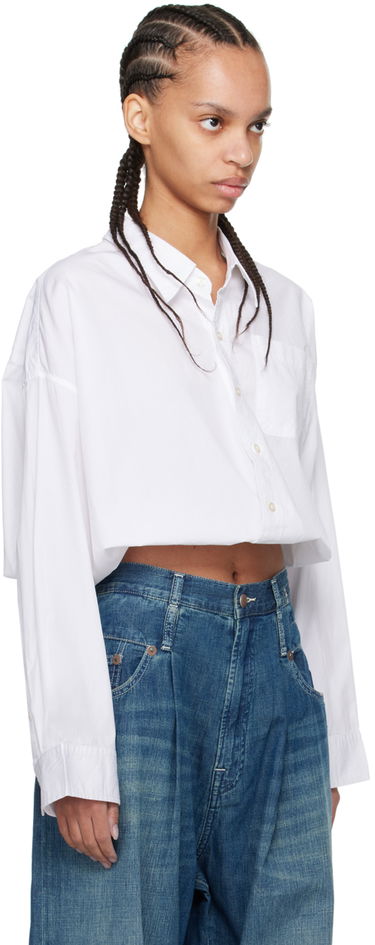Skjorte R13 R13 Crossover Cropped Button-Down Shirt Hvid | R13WR269-R338B, 4