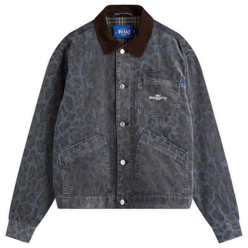 Jakke Awake NY Awake NY Leopard Corduroy Work Jacket Blå | AWK-SP25-OT005-NVY
