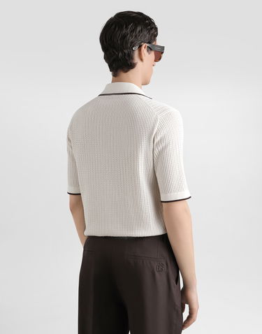 Polo skjorte Dolce & Gabbana Dolce & Gabbana Knitted Polo Shirt Hvid | GXVC3ZJBCH1M2826, 2