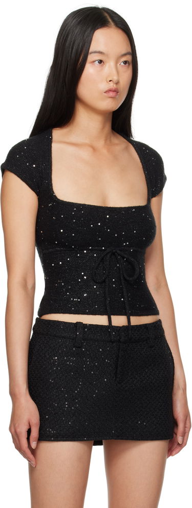 Crop top GUIZIO Guizio Miki Sequin Knit Top Sort | F24112S048, 1