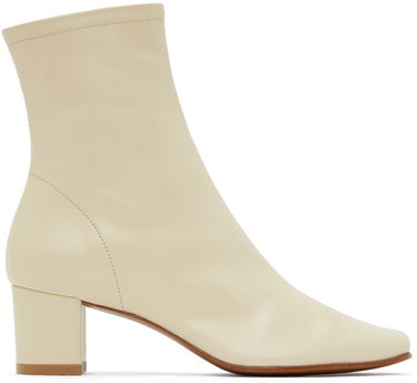 Sneakers og sko BY FAR BY FAR Sofia Leather Block Heel Ankle Boots Beige | 16603-05-SWHTL, 0