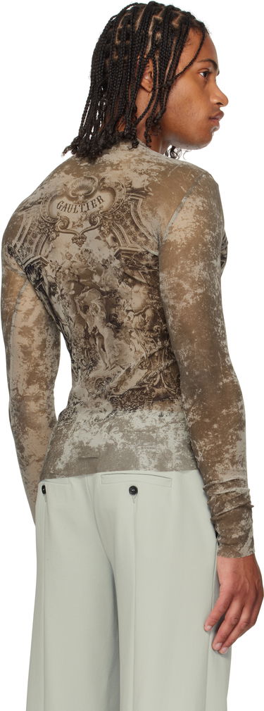 T-shirt Jean Paul Gaultier Jean Paul Gaultier 'The Médaillon' Mesh Long Sleeve Top Brun | 25/03-W-TO305-M006P-6965, 2