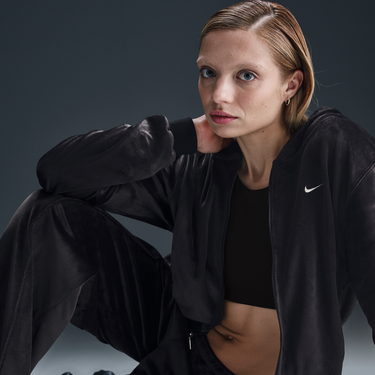 Sweatshirt Nike Sportswear Chill Knit Velvet Full-Zip Hoodie Sort | HJ0954-010, 4