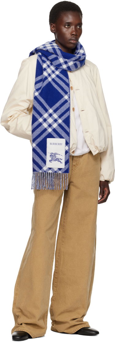 Tørklæde Burberry Check Cashmere Scarf Blå | 8099710, 2