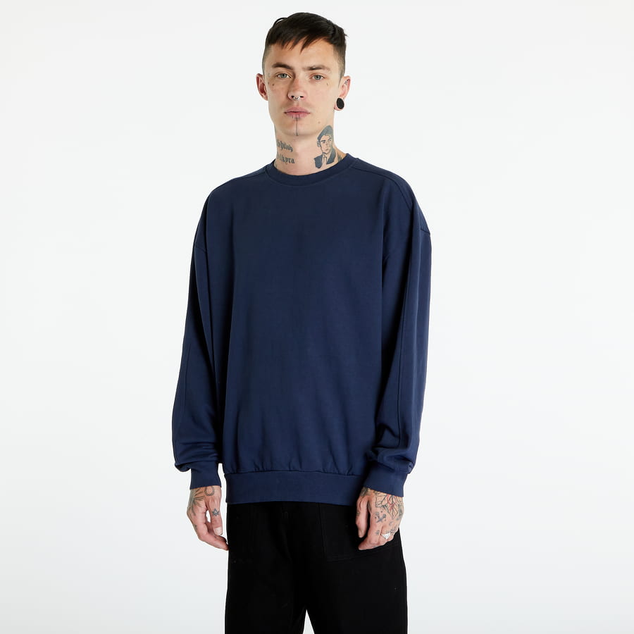 Sweater Urban Classics Heavy Terry Garment Dye Crewneck Mørkeblå | TB4956-00800, 0