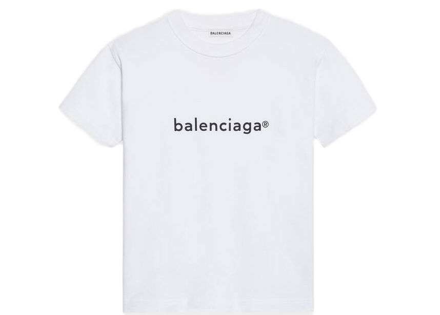 T-shirt Balenciaga New Copyright Fitted T-shirt Hvid | 612964TIV549040, 0