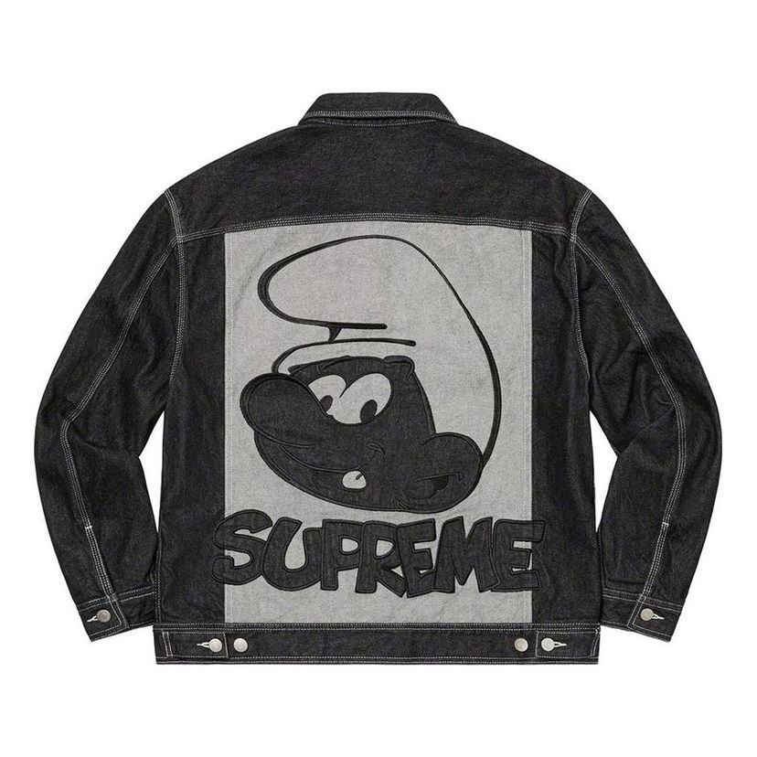 Bomberjakke Supreme Smurfs Embroidered Denim Jacket Sort | SUP-FW20-008