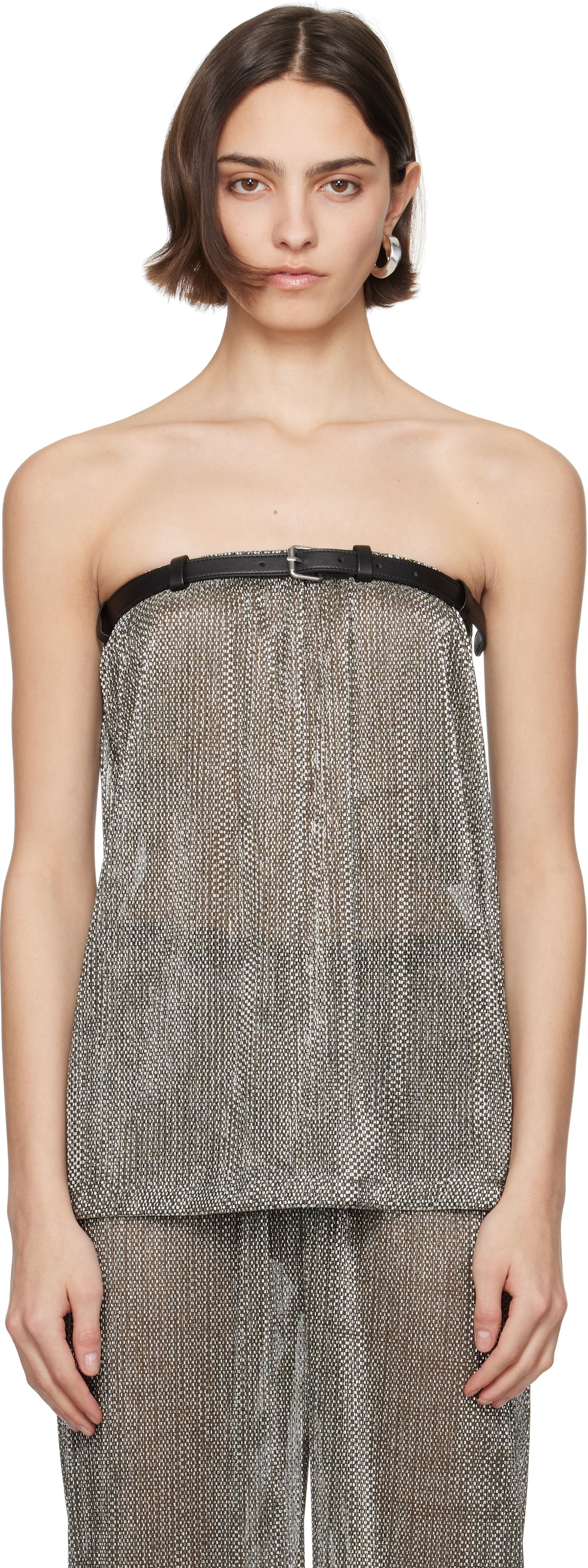 Tanktop Nanushka Nanushka Gilma Metallic Knit Bandeau Top Metalisk | NW25SSTP29882, 0
