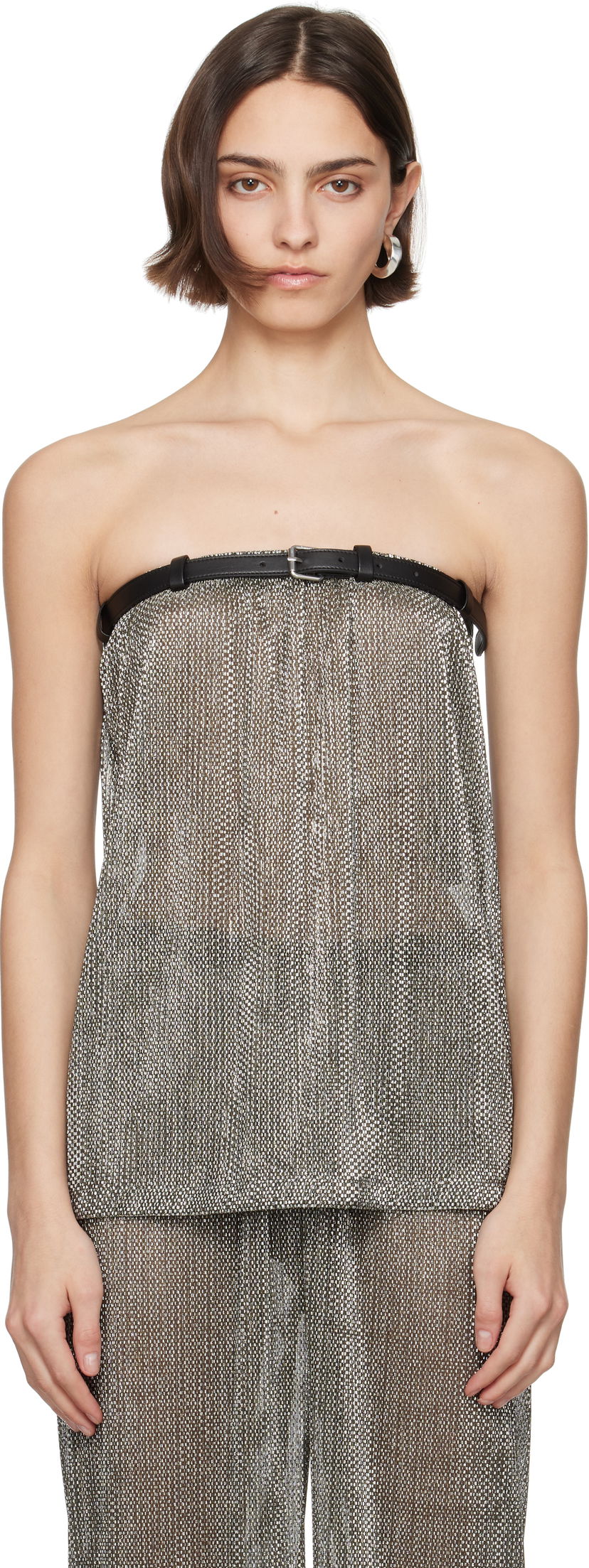Tanktop Nanushka Nanushka Gilma Metallic Knit Bandeau Top Metalisk | NW25SSTP29882