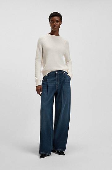 Jeans BOSS Wide-leg jeans with front pleats Blå | 50548420, 1
