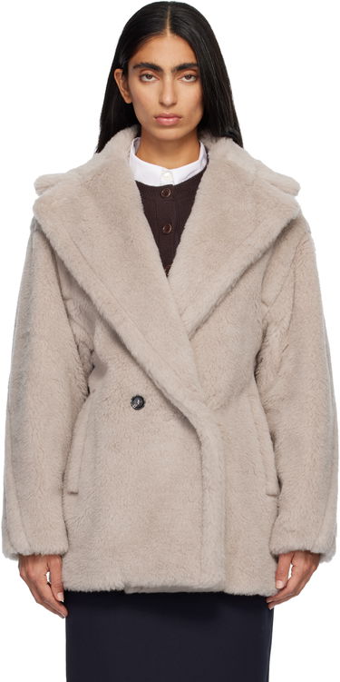Frakker Max Mara Olga Plush Double-Breasted Coat Beige | 2521086032600, 0