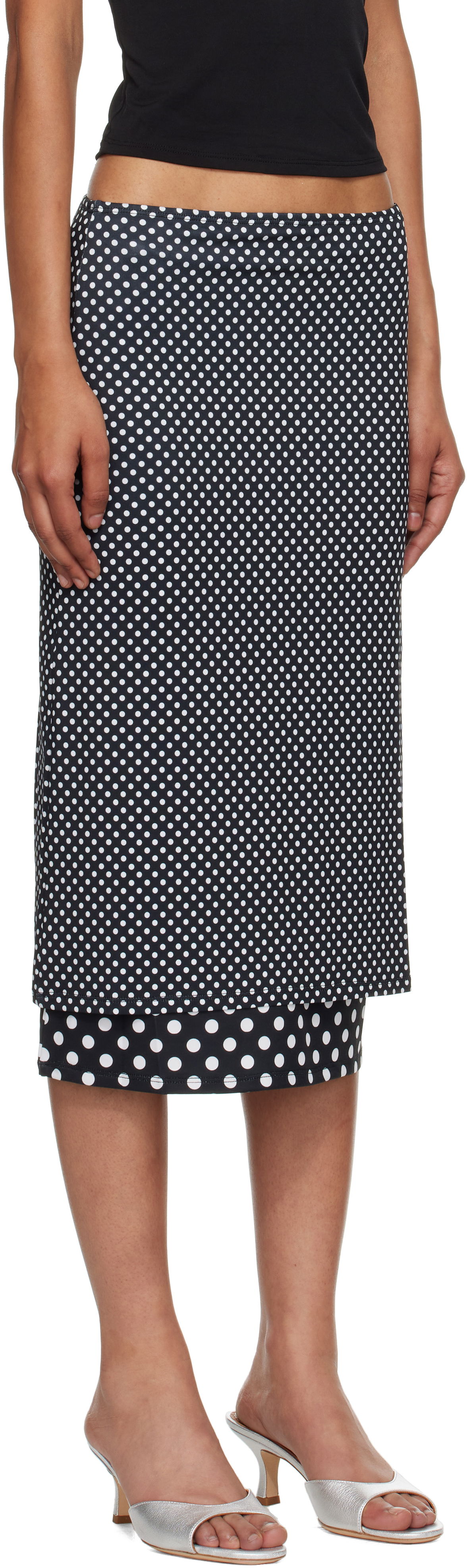Nederdel Miaou Miaou Maria Polka Dot Maxi Skirt Sort | 4064VISBWP, 1
