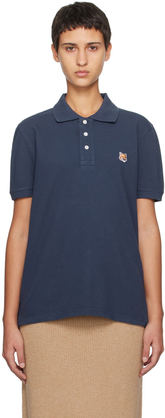 Polo skjorte MAISON KITSUNÉ Fox Head Polo Mørkeblå | LM00208KJ7002