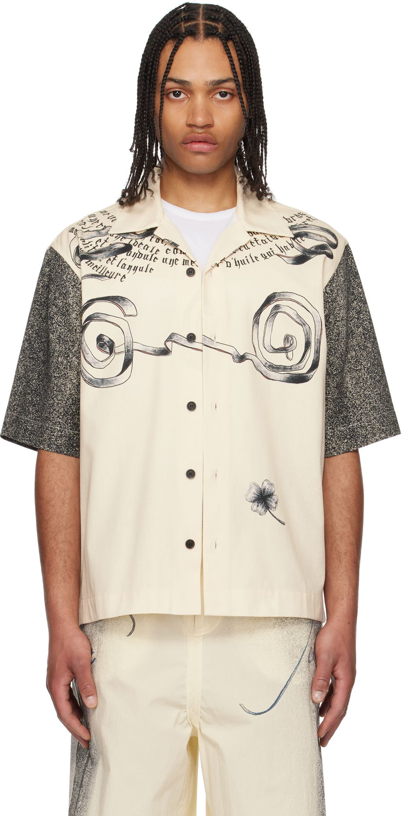 Skjorte Jean Paul Gaultier Jean Paul Gaultier 'The Multi-Tattoo' Print Bowling Shirt Beige | 25/34-U-CH098-D504-030030