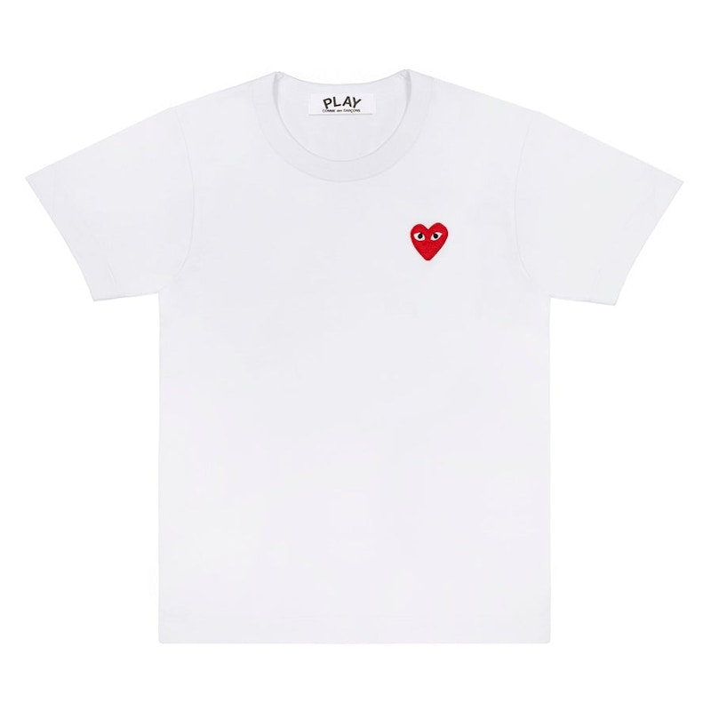 T-shirt Comme des Garçons Play Embroidered Heart T-Shirt Hvid | AZ-T108-051-2 / P1T1082, 0