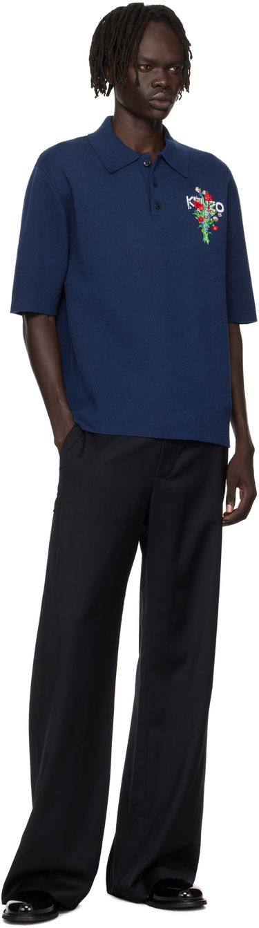 Polo skjorte KENZO Kenzo 'KENZO Archive Bouquet' Embroidered Polo Shirt Mørkeblå | FF65PO7633BG, 3