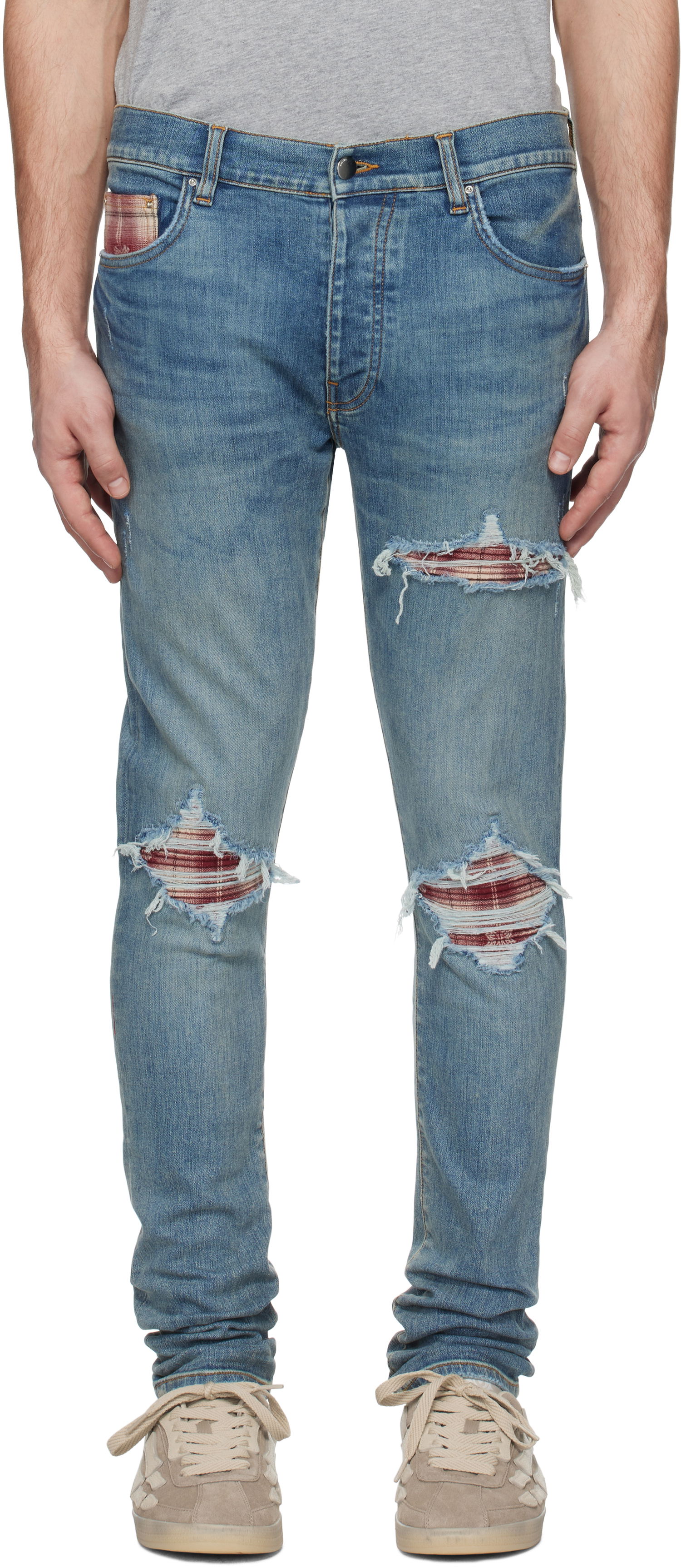Jeans AMIRI Quad Plaid MX1 Jeans Blå | AMDNSY1104, 0