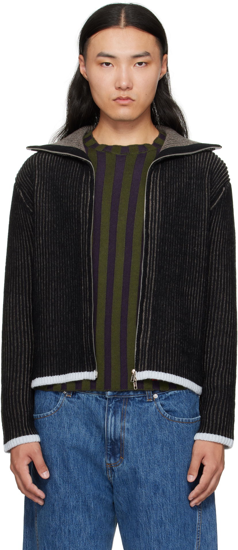 Sweater Eckhaus Latta Eckhaus Latta Huddle Zip Sweater Sort | 8267-EL-PF25-B
