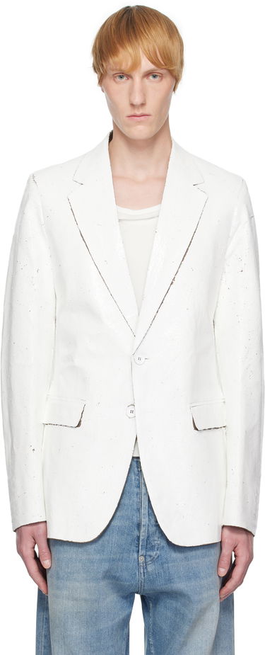 Jakke Maison Margiela MM6 Maison Margiela Painted Blazer Hvid | SH2BN0010 M35437, 0