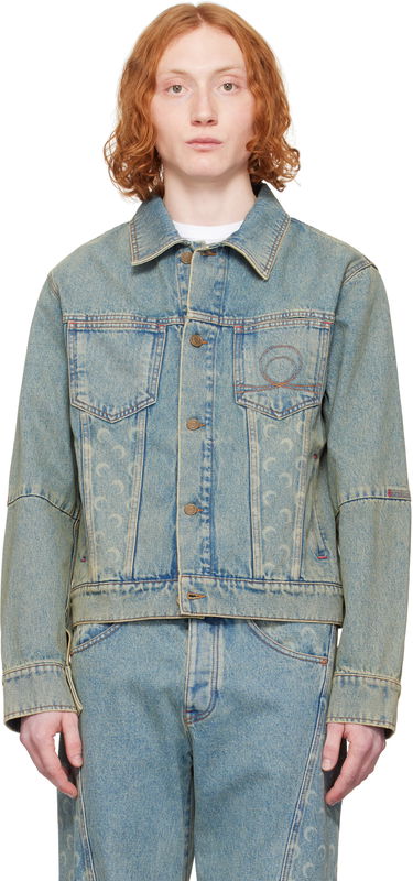 Jakke Marine Serre Marine Serre Moon Laser Denim Trucker Jacket Blå | MJA063A CDEN0003, 0