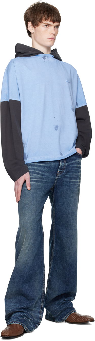 Sweatshirt We11done We11done Painted Long Sleeve Hoodie Blå | WD-TT2-25-784-U-BL, 3