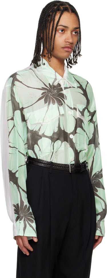 Skjorte Dries Van Noten Dries Van Noten Floral-Print Sheer Shirt Grøn | 251-020723-1197, 1