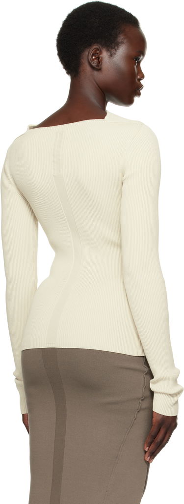 Sweater Rick Owens Rick Owens Hollywood Babel Draped Ribbed Knit Sweater Beige | RP01E7639 RIBVI, 2