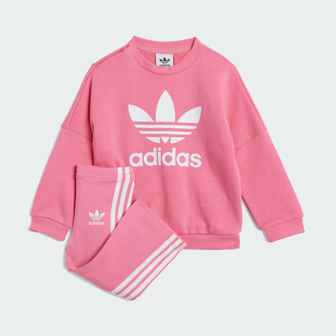 Træningsdragt adidas Performance Loose Crew Flared Leggings Set Lyserød | JY1109, 0