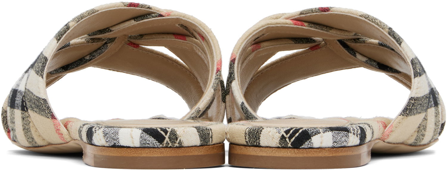 Tøj Burberry Burberry Check Cabana Slides Beige | 8111378, 1