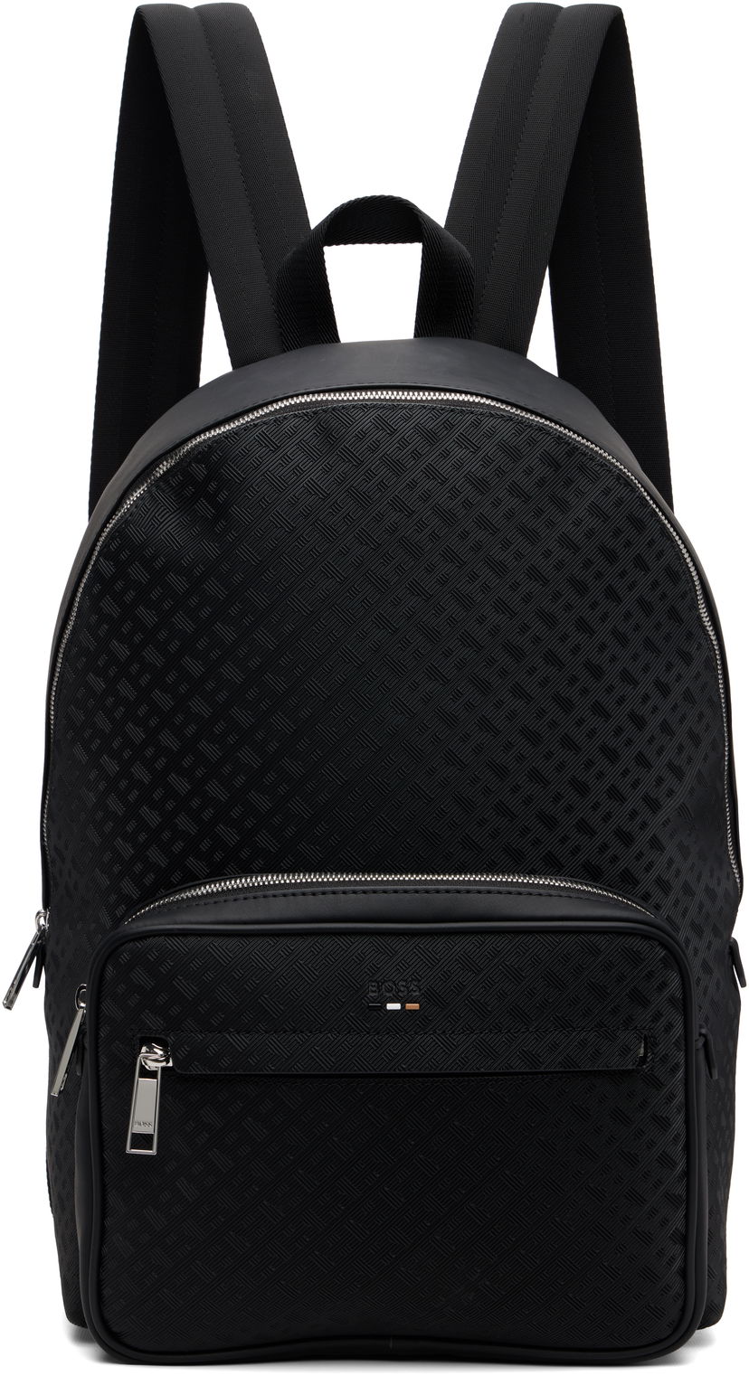 Rygsæk BOSS Black Check Faux-Leather Backpack Sort | 50548062