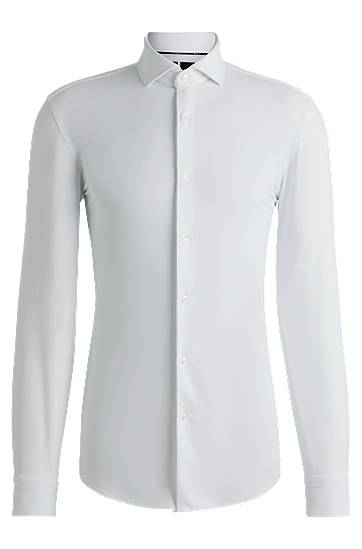 Skjorte BOSS Slim Fit Performance-Stretch Jersey Shirt Hvid | 50533393