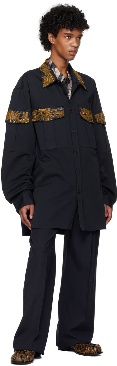 Skjorte Dries Van Noten Dries Van Noten Embroidered Shirt Sort | 251-020757-1473, 3