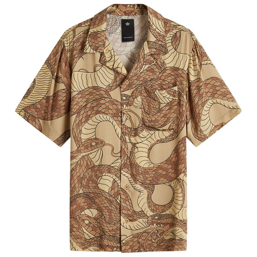 Skjorte Maharishi Maharishi Snakeskin Vacation Shirt, Size Large Beige | 1480-NTL