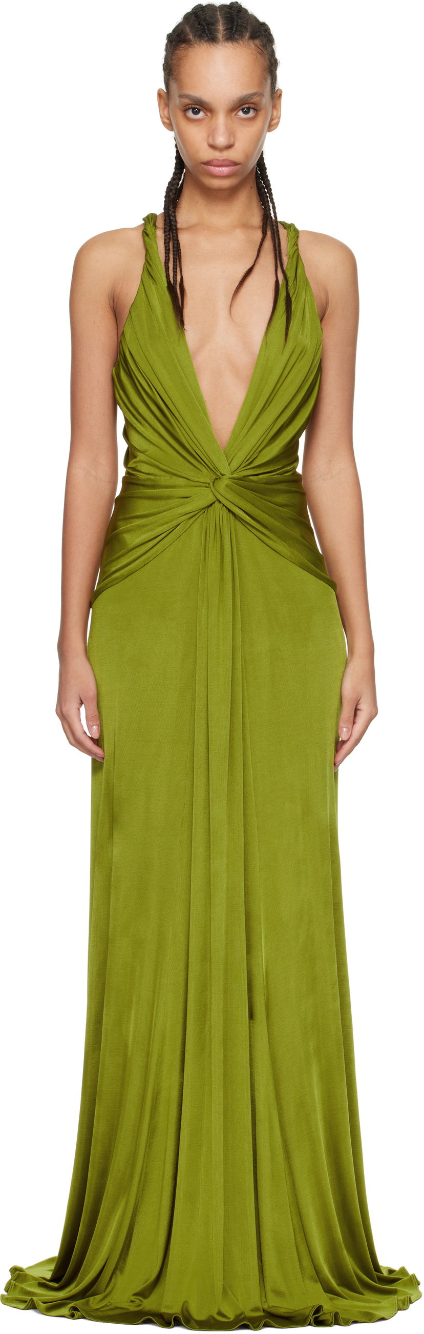 Kjole Tom Ford Tom Ford V-Neck Criss-Cross Maxi Dress Grøn | ABJ834-JEX114