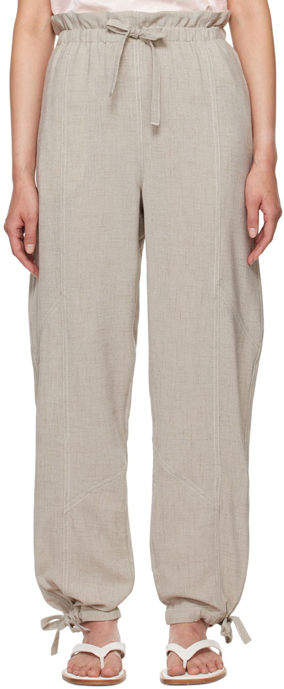 Bukser GANNI Beige Elasticated Waist Trousers Grå | F9217