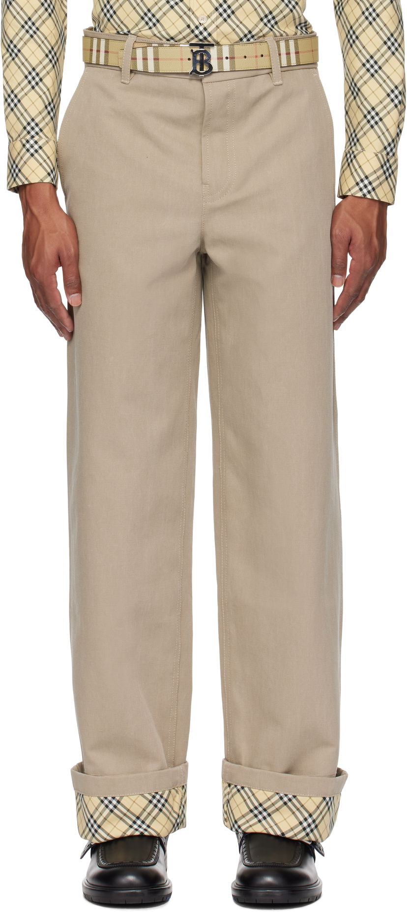 Bukser Burberry Cotton Carpenter Trousers Beige | 8097556