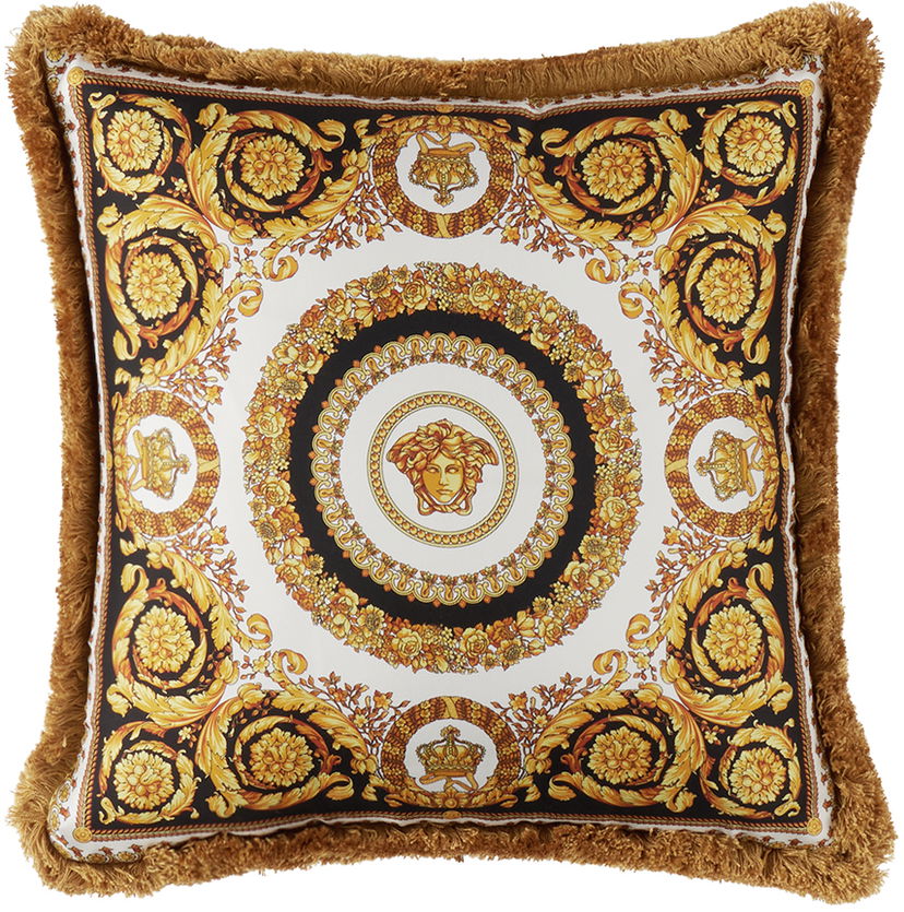 Home decor Versace Gold & Black Crete De Fleur Cushion Gul | ZCU454501_ZSEP0184