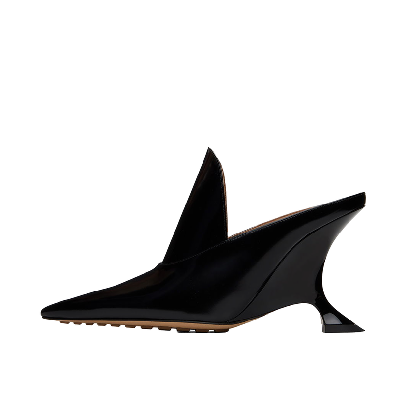 Sneakers og sko Bottega Veneta Sculpted Heel Patent Leather Mules Sort | 763828 V28R0