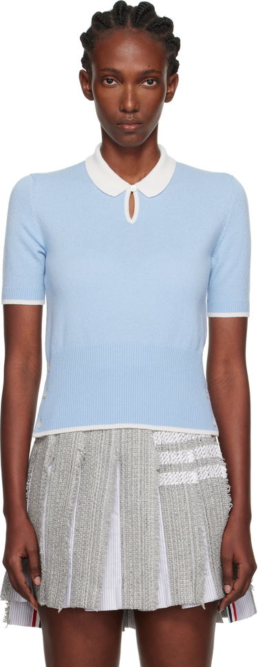 Polo skjorte Thom Browne Thom Browne Stitch Cashmere Polo Blå | FKP122A-Y2001, 0