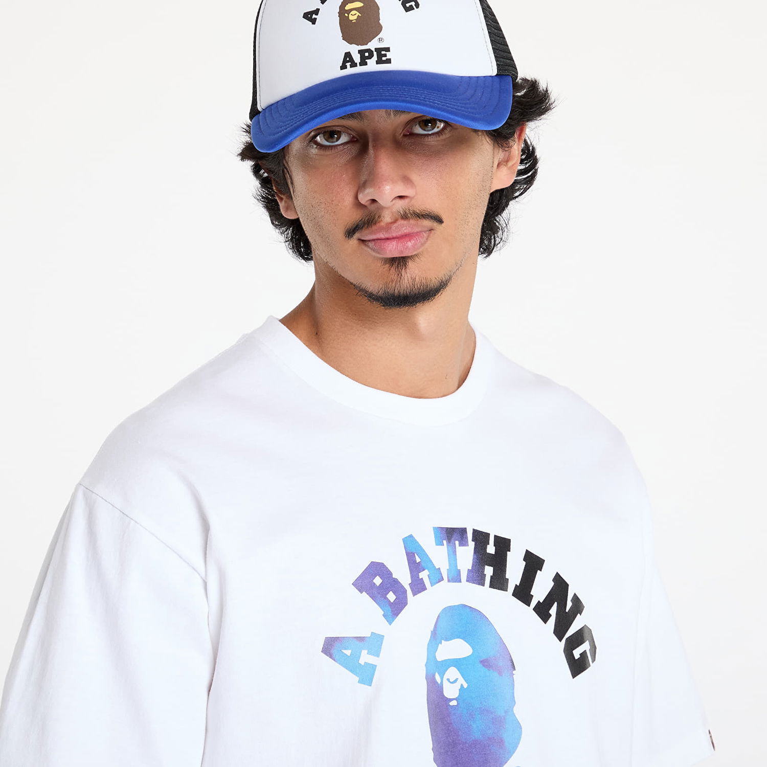 T-shirt BAPE Tie Dye College Tee White/ Black Hvid | 001TEK801032M WH2, 1
