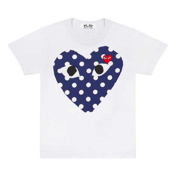 T-shirt Comme des Garçons Play Polka Dot Logo T-Shirt Hvid | AZ-T233-051-1