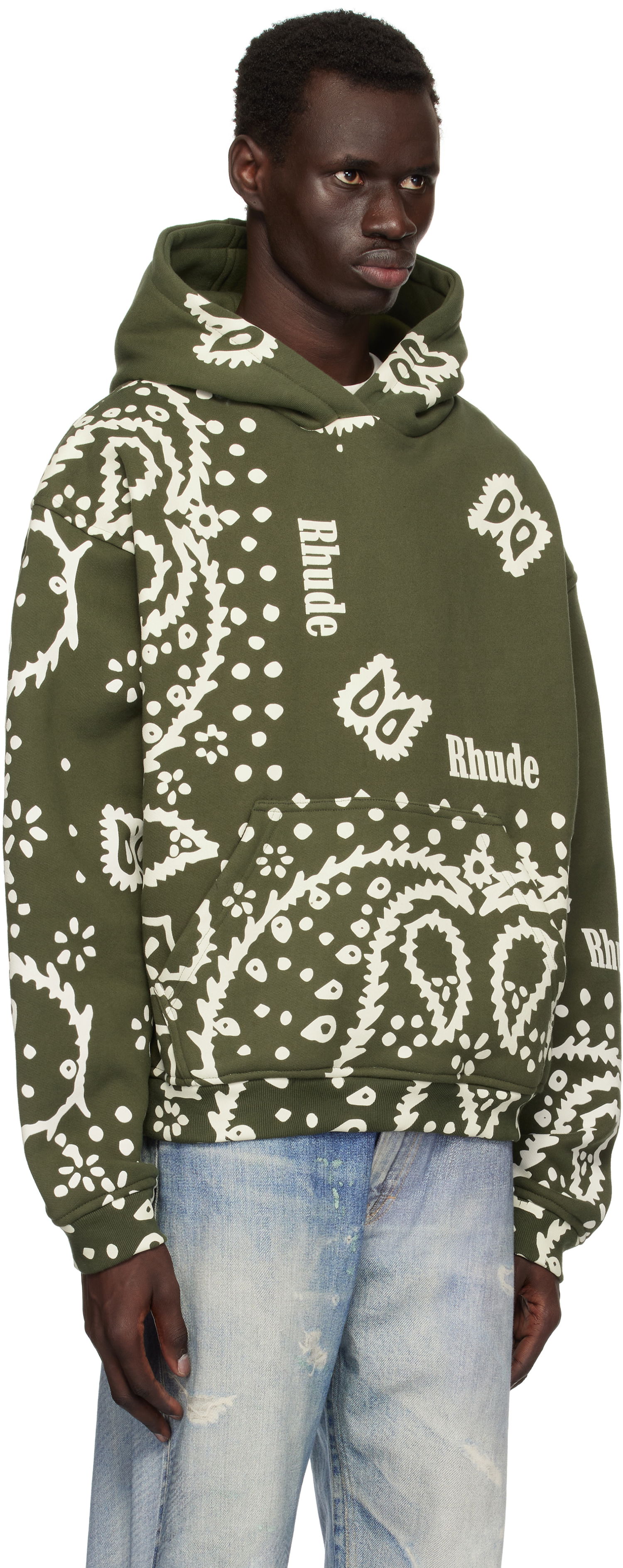 Sweatshirt Rhude Rhude Bandana Print Hoodie Grøn | RHPS25HO10012, 1