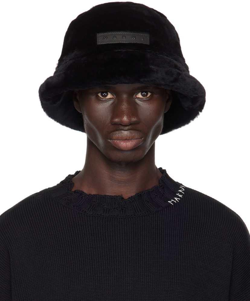 Hat Marni Shearling Bucket Hat Sort | CLMC0055AX ULM094