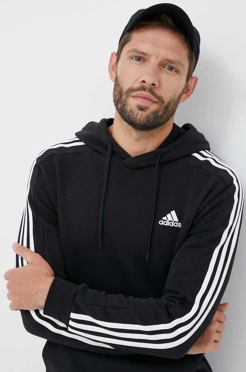 Sweatshirt adidas Performance Essentials Fleece 3-Stripes Hoodie Sort | IB4028, 0