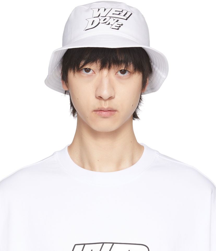 Hat We11done We11done Basic Logo Bucket Hat Hvid | WD-AH1-22-407-U-WH