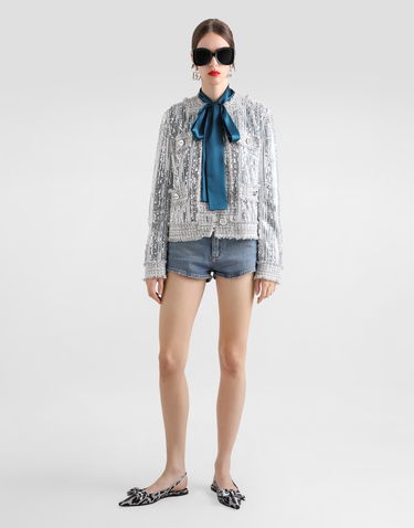 Jakke Dolce & Gabbana Dolce & Gabbana Tulle Gabbana Jacket with Sequin Embroidery Grå | F27DLTFLSKCS0998, 1