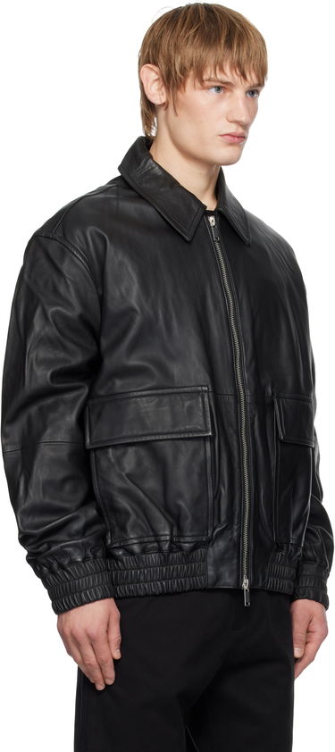 Bomberjakke Studio Nicholson Studio Nicholson Piston Leather Jacket Sort | PISTON SNM - 1115, 1