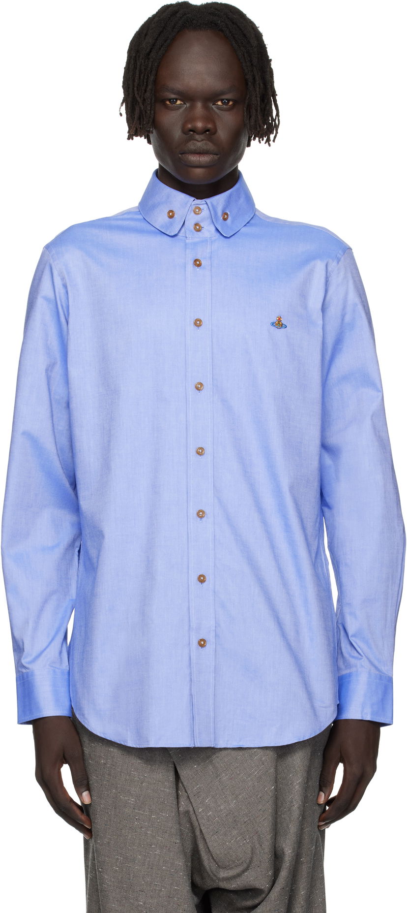 Skjorte Vivienne Westwood Vivienne Westwood Two Button Krall Shirt Blå | 24010005-W017R-